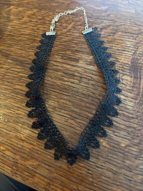 Delicate Black Lace Crochet Choker Necklace - Unbranded